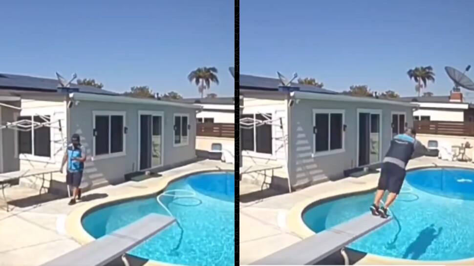 Amazon Delivery Man Gets Surprise Pool Invitation By Homeowner And Takes A Dip