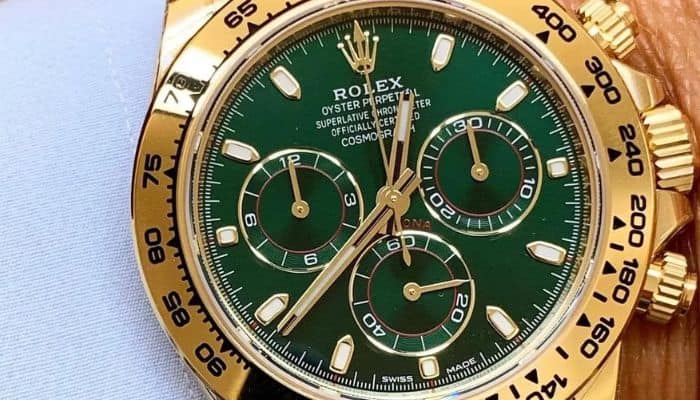 18KT Yellow Gold Rolex Daytona with a Green Dial Price: Rs. 1.1 crore