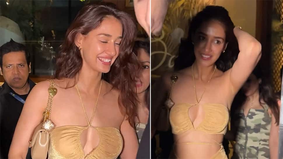 Viral Video: Disha Patani Suffers Oops Moment In Golden Dress At Dinner Outing, Friend Helps Fix Her Dress | People News | Zee News