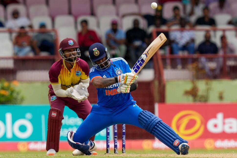 Suryakumar Yadav scored 83 runs in the third T20I, the second highest individual score in a T20I played at Providence. Mahela Jayawardene tops the list with score of 100 against Zimbabwe in 2010. (Photo: AP)