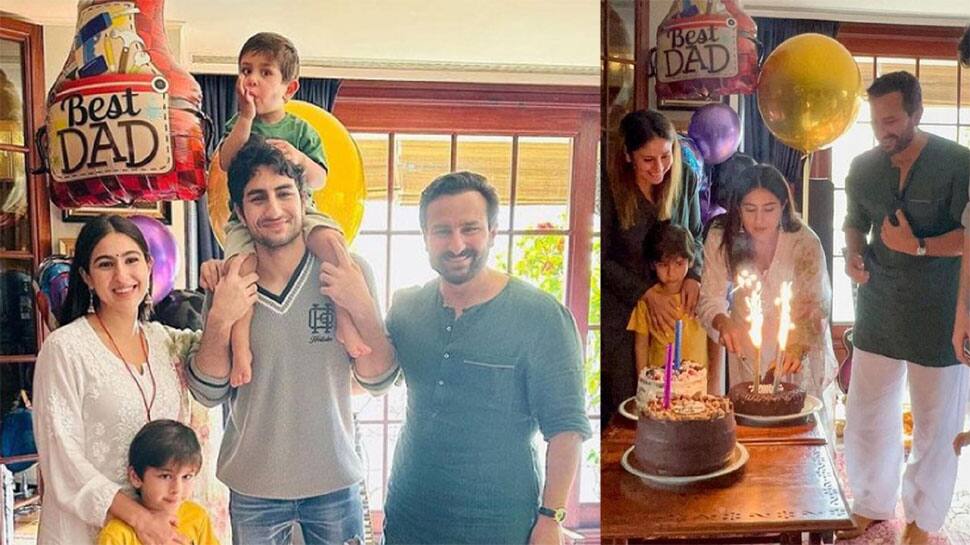 Saif Ali Khan Cuts Chocolate-Loaded Birthday Cake With Family Members; Kareena Kapoor, Little Munchkin Jeh Cheer For Him