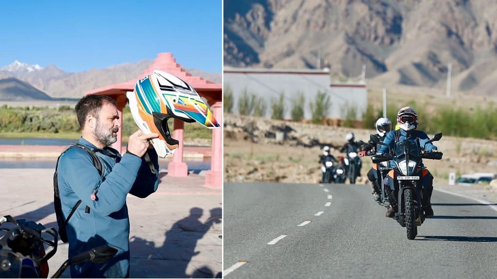 Father Used To Say: Congress MP Rahul Gandhi Rides KTM Bike To Pangong Lake In Ladakh