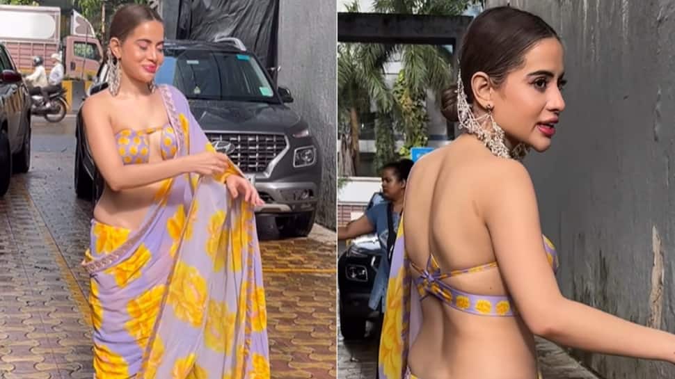 Uorfi Javed Pairs Stunning Floral Saree With Bold And Backless Blouse, Fans Call Her &#039;Fantabulous&#039; - Watch