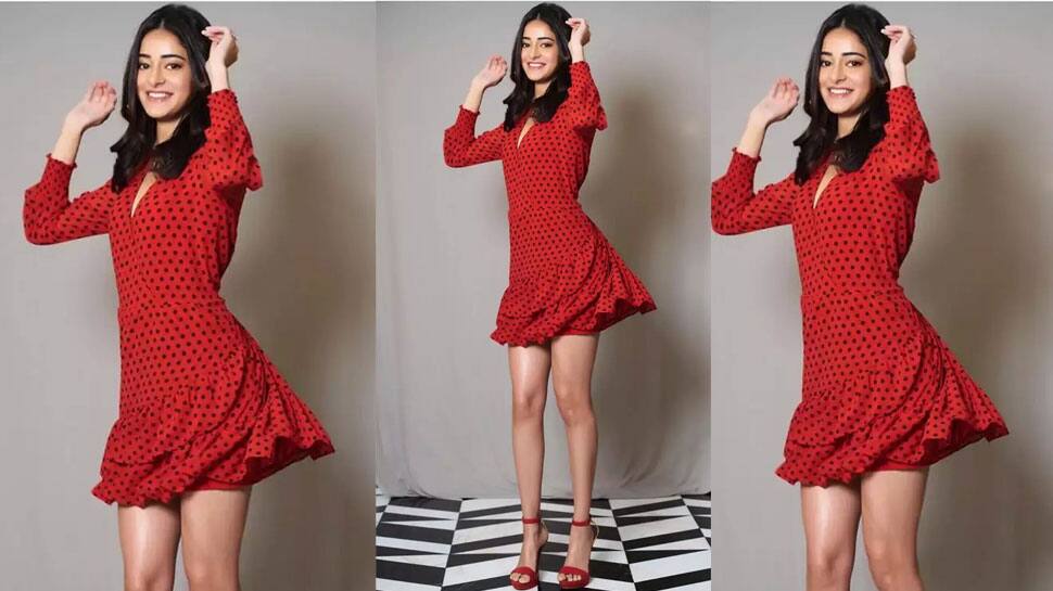 Ananya Panday In Short Polka Dots Red Dress