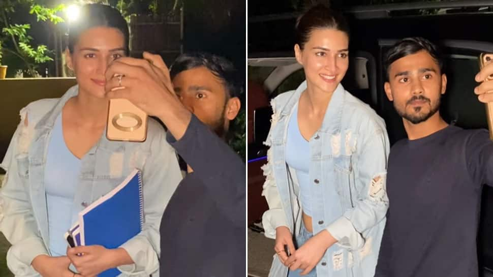 Kriti Sanon Steps Out In Sassy Denim-On-Denim Look, Reveals Fan How To Click on A Selfie Appropriately – VIRAL VIDEO