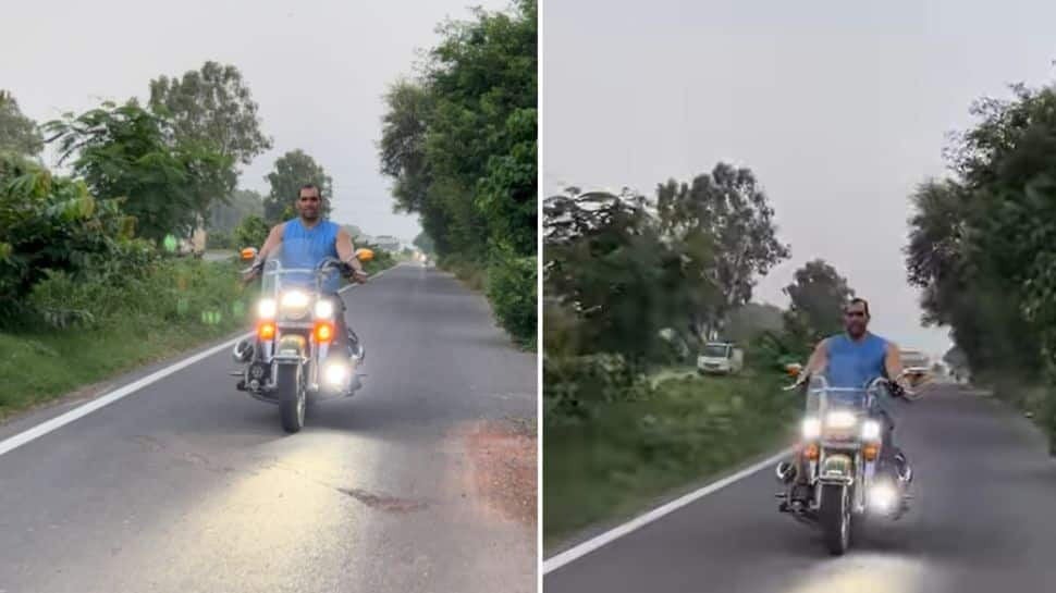 Watch: The Great Khali Riding Harley-Davidson Makes Bike Look Small; Video Goes Viral