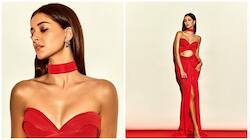 Ananya Panday Raises Mercury In Red Thigh-High Slit Ensemble - In Pics