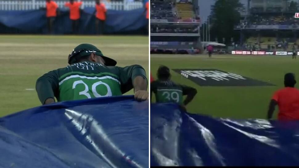 Watch: Fakhar Zaman Helps Groundstaff To Cover Pitch As Rain Interrupts India vs Pakistan Asia Cup 2023 Clash