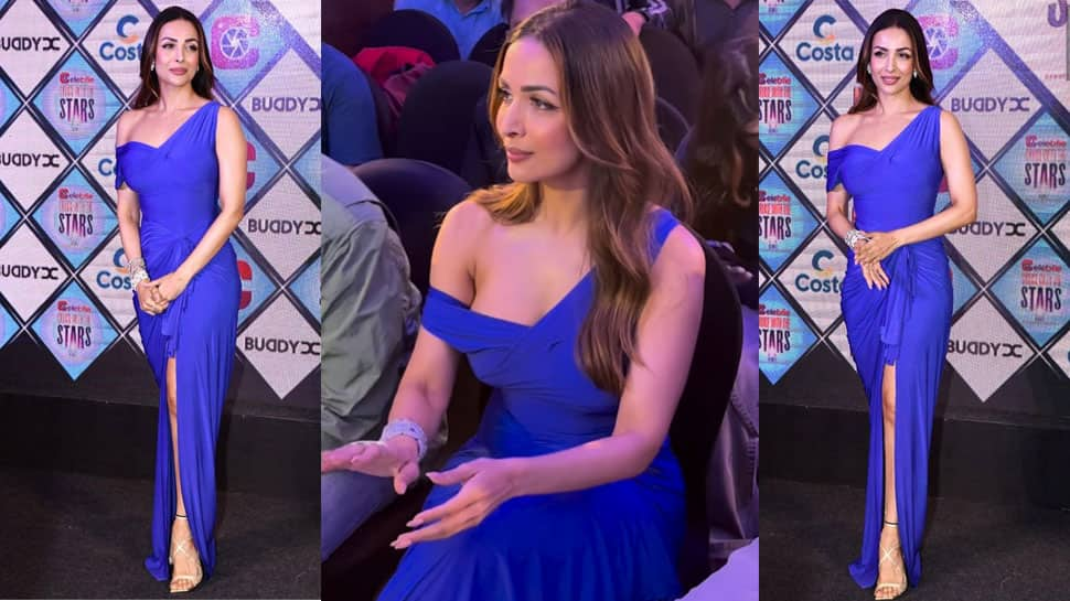 Malaika Arora Avoids Oops Moment In A Sexy Cobalt Blue Thigh-High Slit Dress, Looks Like A Million Bucks – Watch