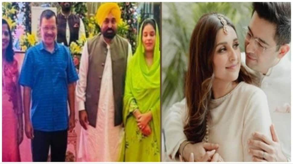 Delhi, Punjab CMs Arvind Kejriwal, Bhagwant Mann Attend Parineeti Chopra-Raghav Chadha Wedding With Their Wives In Udaipur