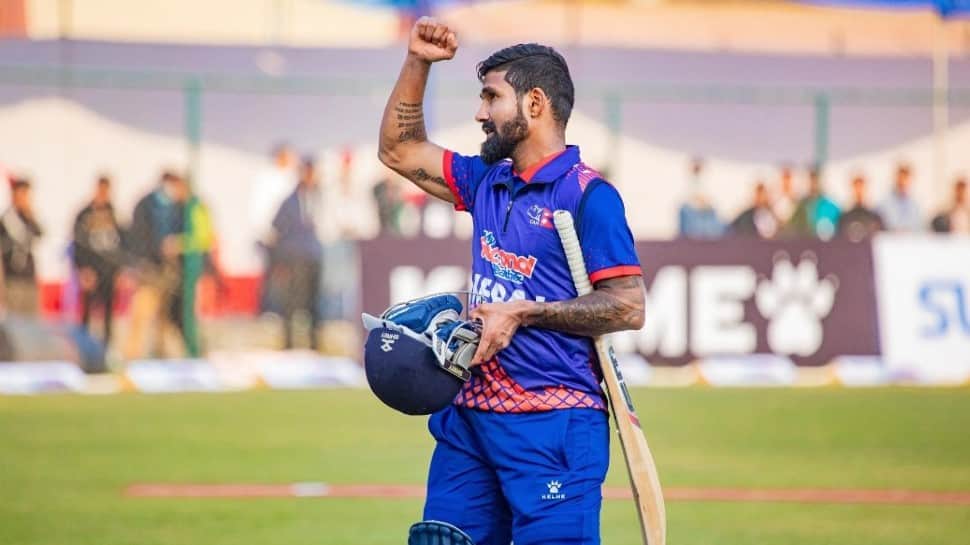 Nepal batter Dipendra Singh Airee smashed a 50 off only 9 balls against Mongolia in a Asian Games 2023 Group A match in Hanzhou on Wednesday. It is the fastest-ever T20 fifty, breaking Yuvraj Singh's record of 12 balls. (Source: Twitter)