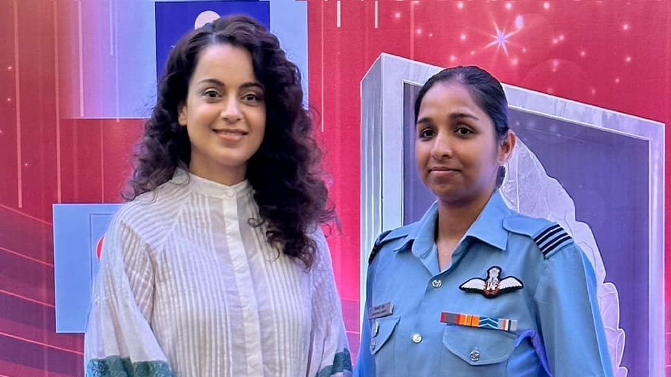 Tejas: Kangana Ranaut Meets First And Only Woman Rafale Fighter Pilot Flight Lieutenant Shivangi Singh Tejas: Kangana Ranaut Meets First And Only Woman Rafale Fighter Pilot Flight Lieutenant Shivangi Singh