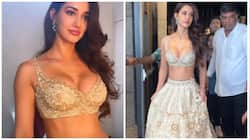 Disha Patani Sets The Ramp Ablaze In Plunging Neckline Blouse, Pastel Lehenga
