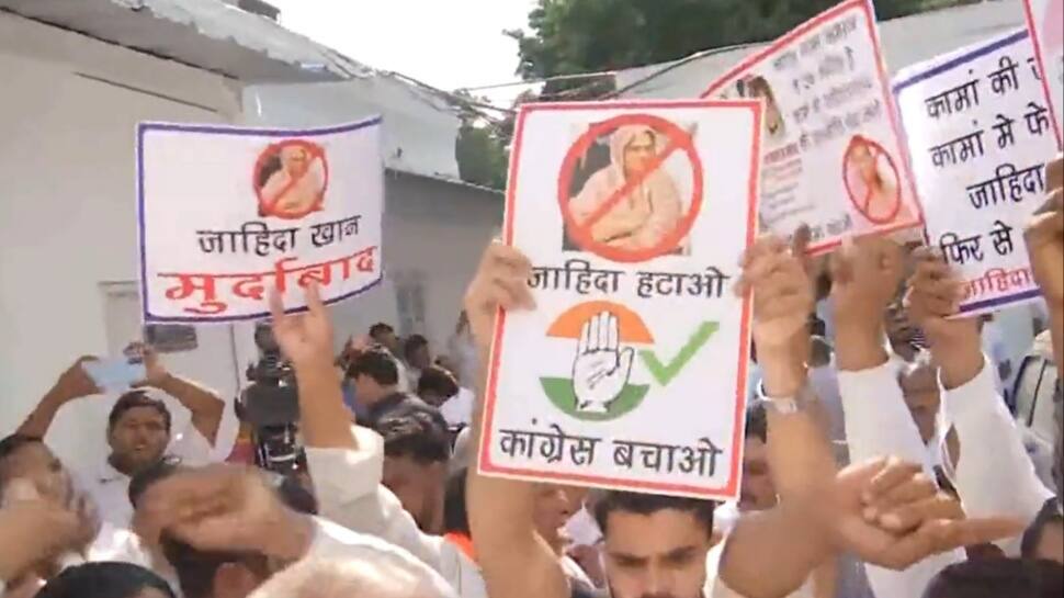 Congress Workers Protest At Party HQ After Tickets Given To Rajasthan Minister Zahida Khan 