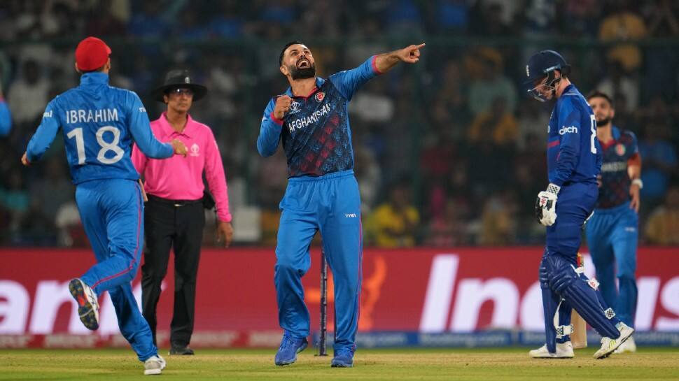 Afghanistan off-spinner Mohammad Nabi picked up 2/16 against England in the ICC Cricket World Cup 2023 match in Delhi. Nabi completed 250 wickets in international cricket. (Photo: AP)