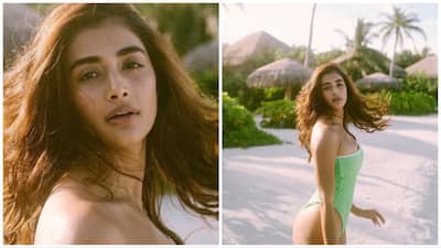 Pooja Hegde Sizzles In Green Monokini 