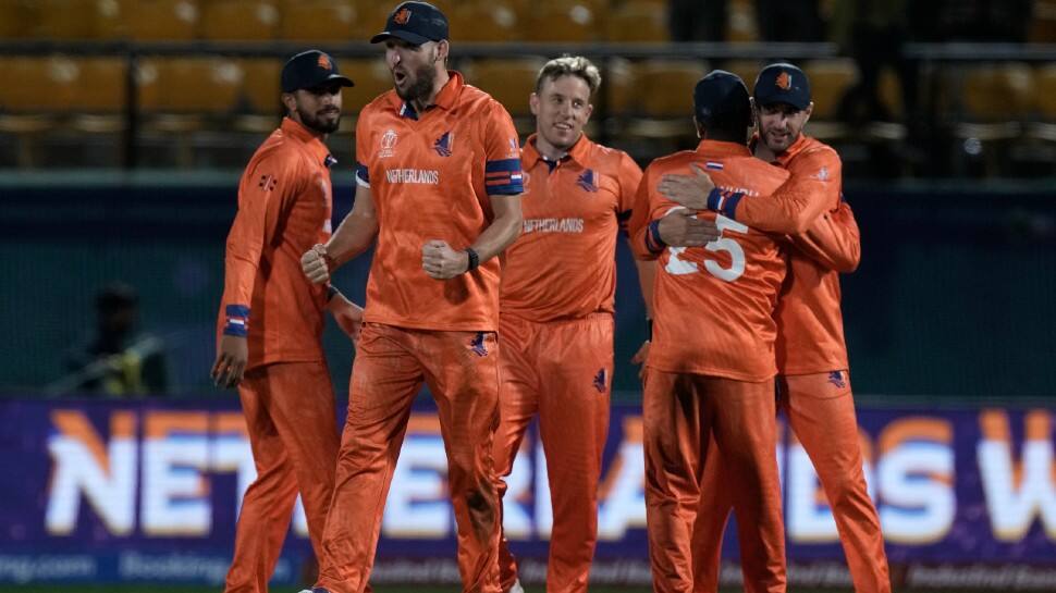 Netherlands posted their third win in ODI World Cup history when they defeated South Africa by 38 runs in the ICC Cricket World Cup 2023 match in Dharamsala. Their last two wins were over Namibia and Scotland in the 2003 and 2007 World Cups. (Photo: AP)