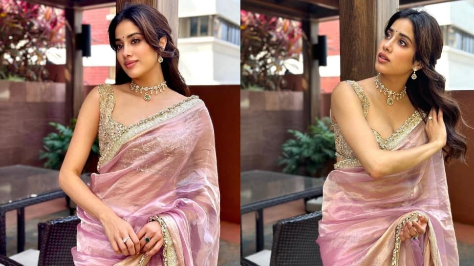 Janhvi Kapoor Turns Heads In Stunning Lavender Saree, Gajra; Fans Say &#039;You Look Exactly Like Sridevi&#039;