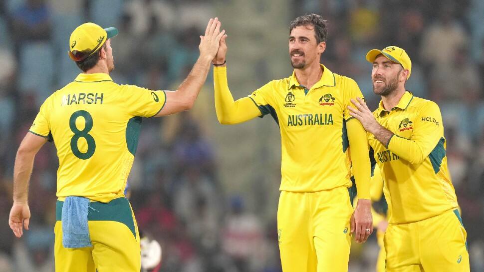 Australian pacer Mitchell Starc (56) surpassed Wasim Akram’s tally of 55 wickets and has equalled Lasith Malinga’s tally of 56 wickets in the ODI World Cup. Glenn McGrath (71) and Muttiah Muralitharan (68) are the top two wicket-takers. (Photo: ANI)