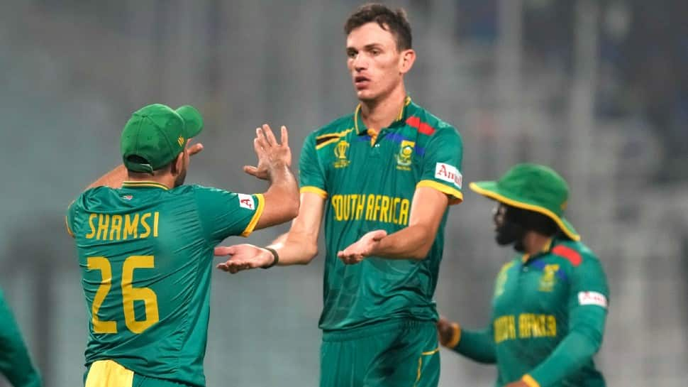 South Africa pacer Marco Jansen delivered the most expensive spell of 1/94 for South Africa in World Cups. It’s Jansen only who is in the second position for his figures of 2/92 against Sri Lanka in the ongoing edition itself. (Photo: AP)