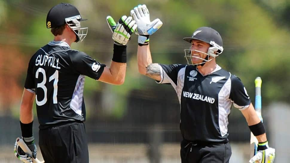 New Zealand openers Brendon McCullum and Martin Guptill put on 105 runs against England in 2015 World Cup. McCullum's share was 73.33% (77 runs) and Guptill was 20.95% (22 runs).