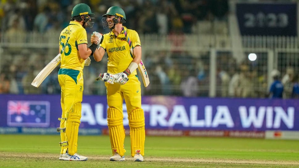 Australia captain Pat Cummins and Mitchell Starc after their team's three-wicket win over South Africa in the ICC Cricket World Cup 2023 final. Australia posted their 8th win in the World Cup 2023, the 7th best in history of this tournament. (Photo: AP)