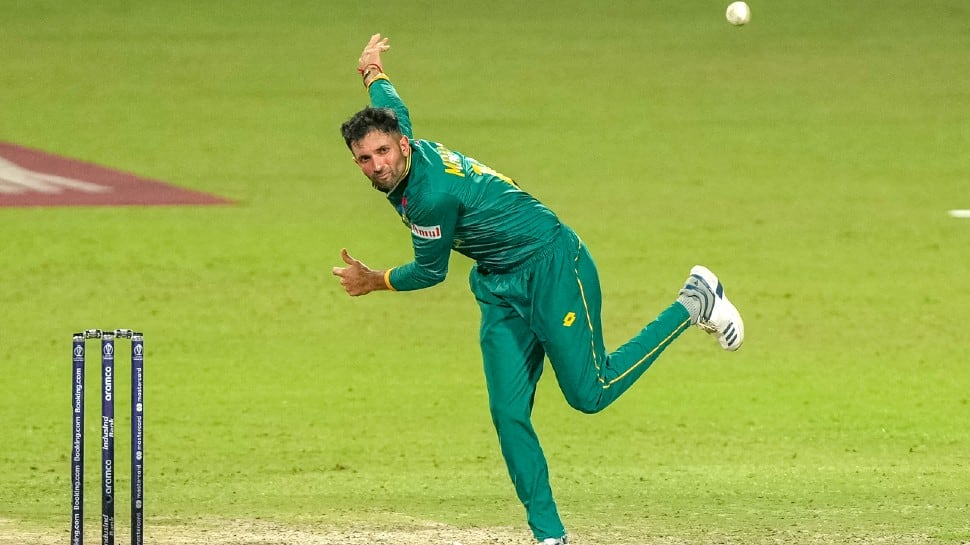 Keshav Maharaj is now joint-top with Imran Tahir and Robin Peterson for picking up the most wickets (15) by a South African spinner in a World Cup. Tahir also took 15 scalps in the year 2015 while Peterson did the same in 2011. (Photo: AP)