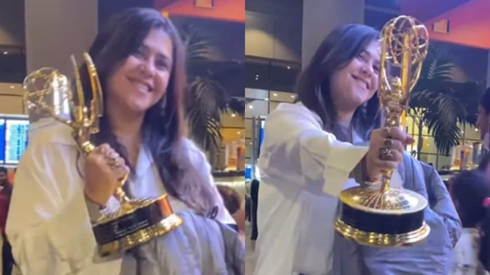 Ektaa Kapoor Flaunts Her Emmy Award As She Returns To Mumbai Put up Receiving Prestigious Honour