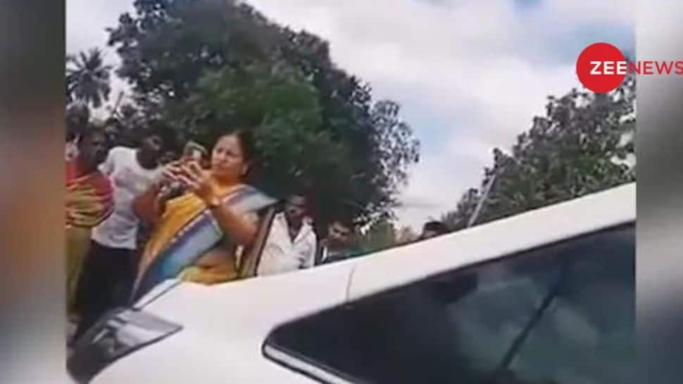 Viral Video: HD Deve Gowda&#039;s Daughter-In-Law Tells Biker To &#039;Go Die&#039; After He Rams Into Her Luxury Car - WATCH