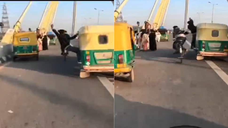 Auto Driver Caught After Reckless Stunt On Delhi&#039;s Signature Bridge Injures Cyclist - Watch