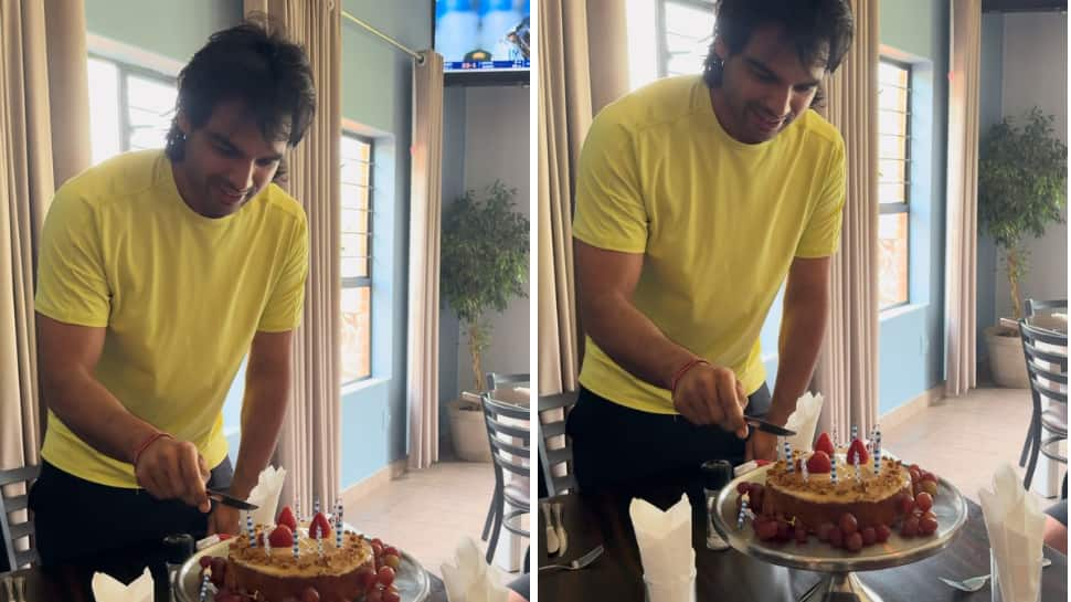 Neeraj Chopra Cuts Birthday Cake With India Women&#039;s Test Match On In Background; Pic Goes Viral