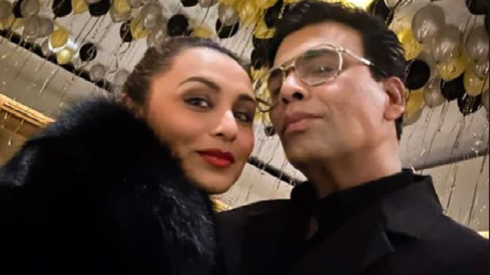 Karan Johar Twins With Rani Mukerji In black As They Ring In The New 12 months Collectively