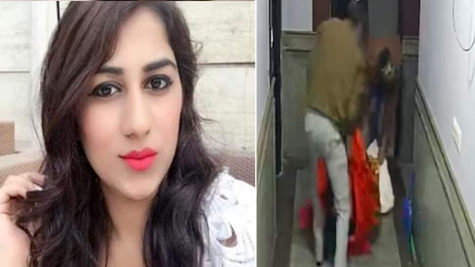 Divya Pahuja Murder: Chilling CCTV Visuals Show Two Men Dragging Model&#039;s Body In Hotel Corridor