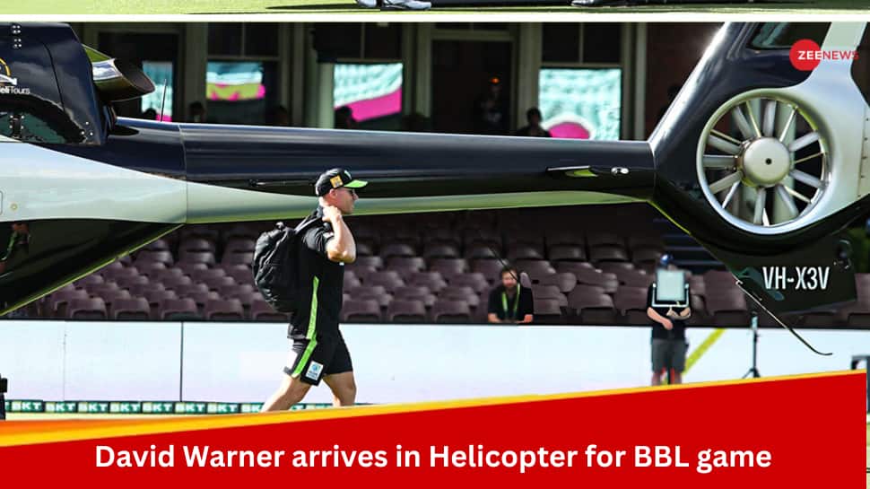 WATCH: David Warner Arrives At SCG In Helicopter For Sydney Sixers Vs Sydney Thunders