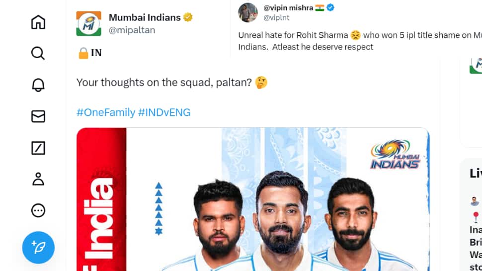 IND vs ENG: Rohit Sharma Not On Mumbai Indians&#039; Poster Revealing India Squad For England Test; Fans Post Angry Reactions