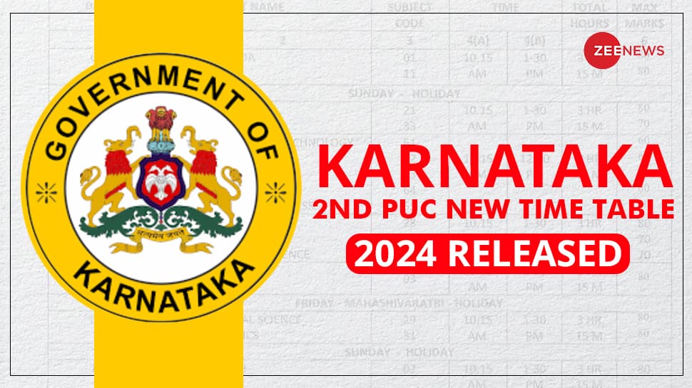 Karnataka 2nd PUC New time table 2024 Released At kseeb.karnataka gov