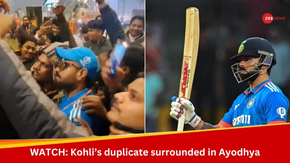 Ram Mandir Inauguration: Virat Kohli&#039;s Doppelganger Spotted In Ayodhya, Fans Surround Him For Selfies; Watch