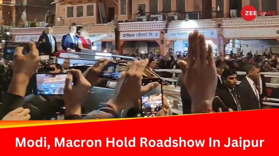 PM Narendra Modi, French President Emmaneul Macron Hold Roadshow In Jaipur - Watch