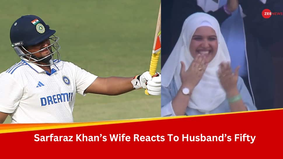 WATCH: Sarfaraz Khan&#039;s Wife Romana Zahoor Sends Flying Kisses To Hubby After He Hits Maiden Test Fifty In 3rd Test Vs England