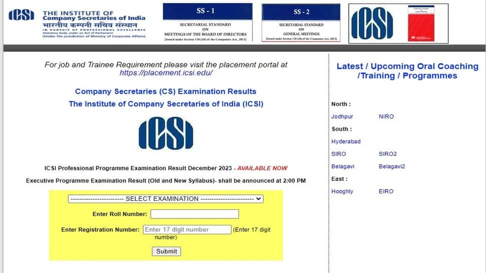 ICSI CS Professional Result 2023 Released For December Session At icsi.edu- Check Direct Link Here