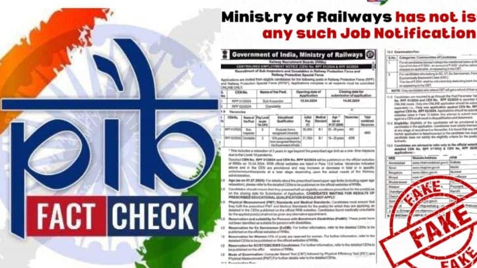 Fact Check: RRB Recruitment 2024 Notification For 4,660 Constable &amp; SI Posts Fake? Check PIB Notice