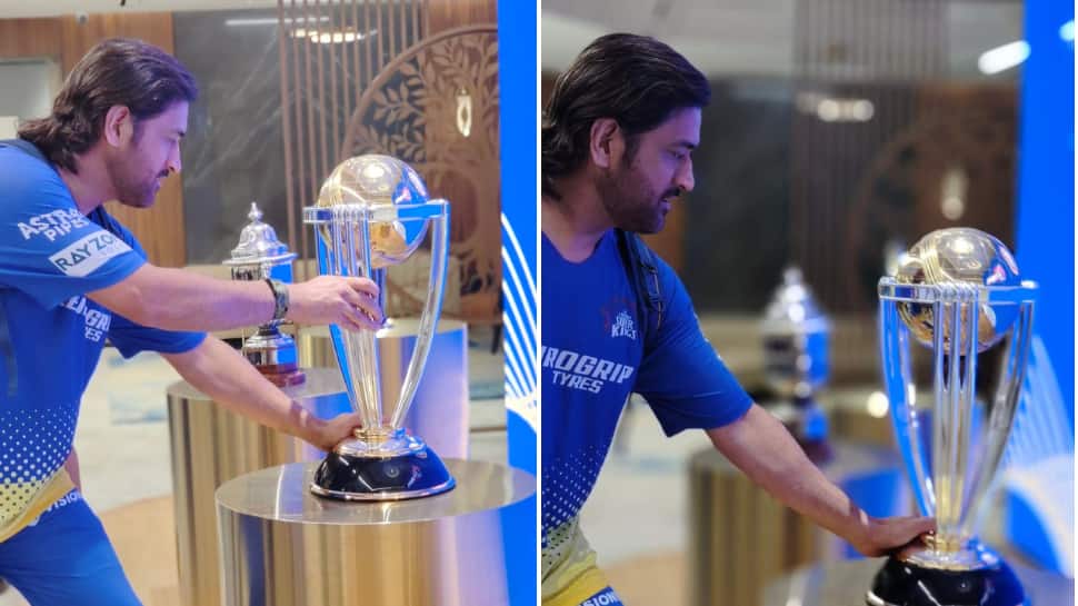 &#039;Made For Each Other&#039;: MS Dhoni Poses With World Cup Trophy In Mumbai, Internet Goes Crazy