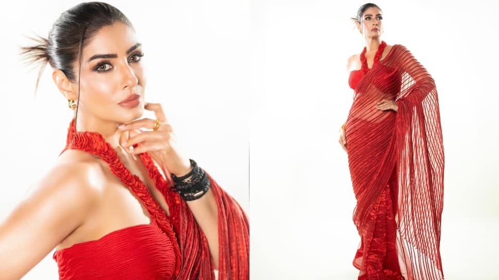 Raveena Tandon Opts For A Gorgeous Red Saree Made With Recyclable Material To Beat The &#039;Blistering Heatwave&#039; 