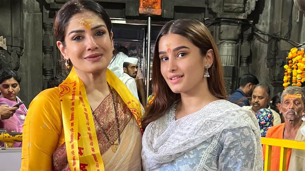 Raveena Tandon And Daughter Rasha Thadani Seek Blessings At Bhimashankar Temple - See Pics