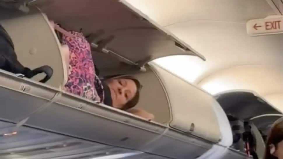 Viral Video: Netizens Shocked As Passenger Takes Nap In Flights Overhead Bin