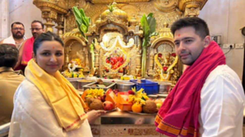 Parineeti Chopra, Hubby Raghav Chadha Visit Siddhivinayak Temple Following His Eye Surgery 