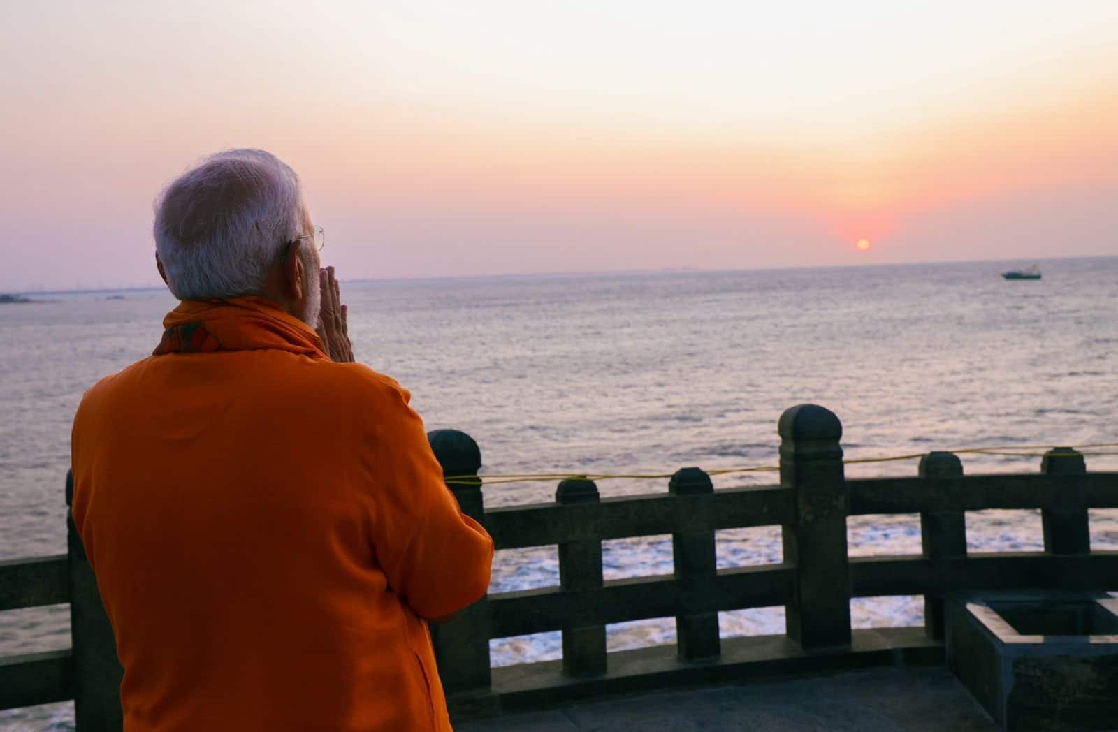 Modi Prays With Folded Hands