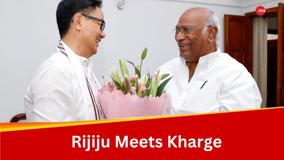 Parliamentary Affairs Minister Kiren Rijiju Meets Congress Chief Kharge