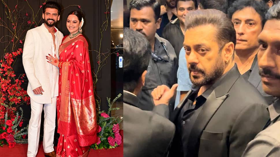 At Newlyweds Sonakshi Sinha-Zaheer Iqbal&#039;s Grand Wedding Reception, Salman Khan, Rekha, Kajol And Others Make Starry Entry - Watch