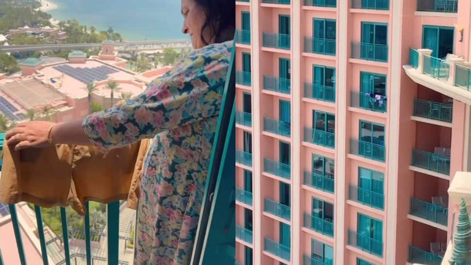 Indian Mom Dries clothes In Balcony Of Luxurious Hotel In Dubai, Netizen Call Her &#039;Desi Mom&#039;